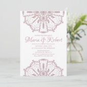 Roze Boheemse Mandala Kunst Boho Bruiloft Kaart (Staand voorkant)