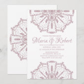 Roze Boheemse Mandala Kunst Boho Bruiloft Kaart (Voorkant / Achterkant)