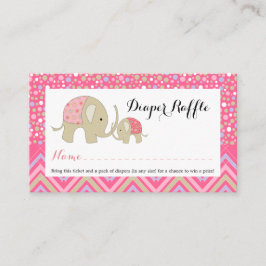 Roze Boheemse olifant Baby Luier Raffle Ticket Informatiekaartje