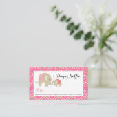 Roze Boheemse olifant Baby Luier Raffle Ticket Informatiekaartje (Staand voorkant)