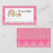 Roze Boheemse olifant Baby Luier Raffle Ticket Informatiekaartje (Voorkant / Achterkant)