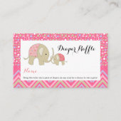 Roze Boheemse olifant Baby Luier Raffle Ticket Informatiekaartje (Voorkant)