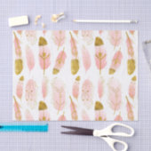 Roze Boheemse Veren met Gouden Folie Tissuepapier (Craft)