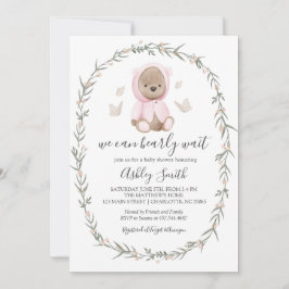 Roze Bohemen Beer Baby shower Kaart