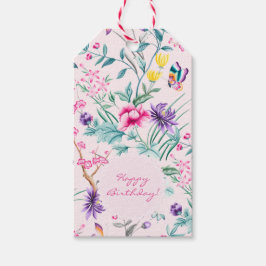 Roze Bohemen Chic Floral & Butterflies Gift Labels Cadeaulabel