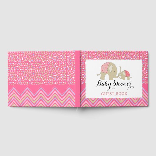 Roze Bohemen Elephant and Chevron Baby shower Gastenboek (Volledig)