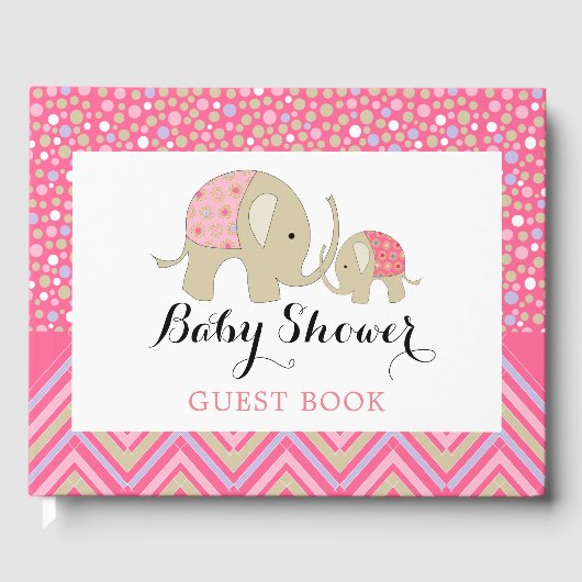 Roze Bohemen Elephant and Chevron Baby shower Gastenboek (Voorkant)