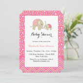 Roze Bohemen Elephant and Chevron Baby shower Kaart (Staand voorkant)