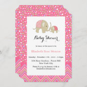 Roze Bohemen Elephant and Chevron Baby shower Kaart (Voorkant / Achterkant)