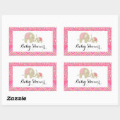 Roze Bohemen Elephant and Chevron Baby shower Rechthoekige Sticker (Vel)