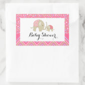 Roze Bohemen Elephant and Chevron Baby shower Rechthoekige Sticker (Tas)