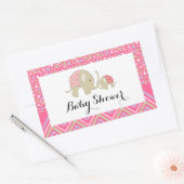 Roze Bohemen Elephant and Chevron Baby shower Rechthoekige Sticker (Envelop)