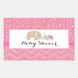 Roze Bohemen Elephant and Chevron Baby shower Rechthoekige Sticker