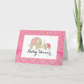 Roze Bohemen Elephant & Chevron Baby shower (Voorkant)