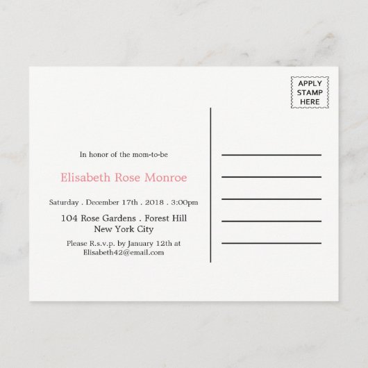 Roze Bohemen Elephant & Chevron Baby shower Uitnodiging Briefkaart (Achterkant)