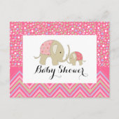 Roze Bohemen Elephant & Chevron Baby shower Uitnodiging Briefkaart (Voorkant)