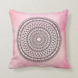 Roze Bohemen Waterverf Hand Drawn Mandala Flower Kussen