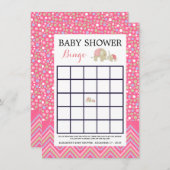 Roze Bohemiaanse olifant & Chevron Baby shower Bin Kaart (Voorkant / Achterkant)