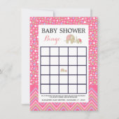 Roze Bohemiaanse olifant & Chevron Baby shower Bin Kaart (Voorkant)