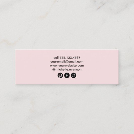 Roze Bohemian Crystal Healing Arts Mini Visitekaartje (Achterkant)