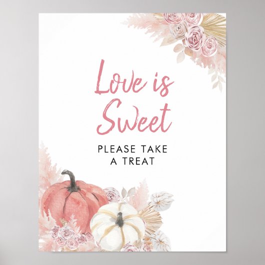 Roze Bohemian Fallin in Love Pumpkin Love is Sweet Poster (Voorkant)