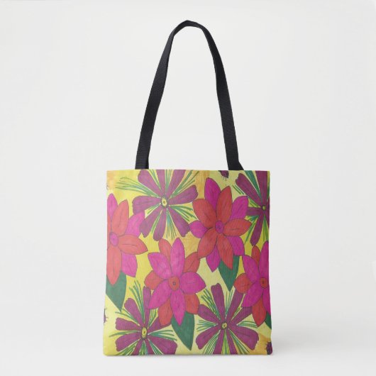 Roze Bohemian Floral Garden Canvas tas (Voorkant)