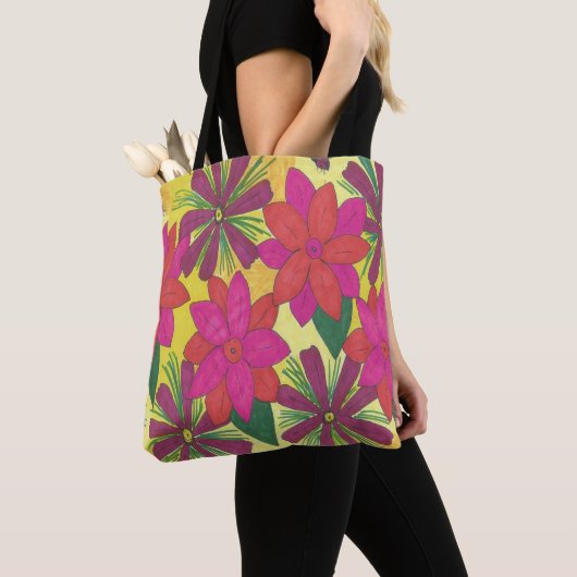 Roze Bohemian Floral Garden Canvas tas (Dichtbij)