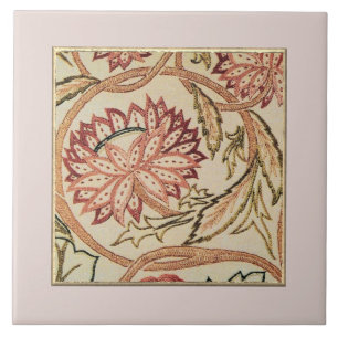 Roze Bohemian Flowers Ceramic Tile Tegeltje