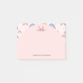 Roze Bohemian Rainbow Cute Monogram Post-it® Notes (Voorkant)