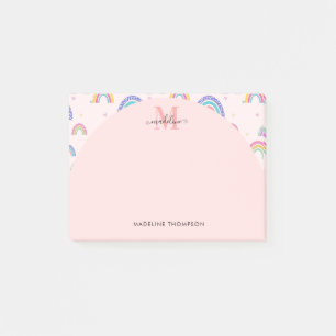 Roze Bohemian Rainbow Cute Monogram Post-it® Notes