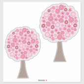 Roze Bohemian Tree Art Illustratie Schilderij Sticker (Vel)