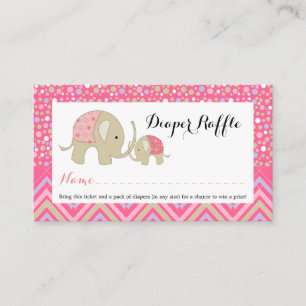 Roze Bohemische olifant Baby Diaper Raffle Ticket Informatiekaartje