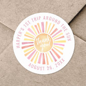 Roze Boho 1e reis rond de zon Ronde Sticker