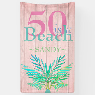 Roze Boho 50 IS EEN BEACH 50e verjaardag Spandoek