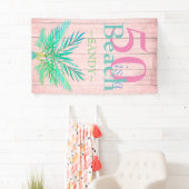 Roze Boho 50 is een strand vijftigste verjaardag Spandoek (Insitu)