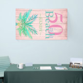 Roze Boho 50 is een strand vijftigste verjaardag Spandoek (Beurs)