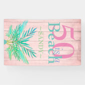 Roze Boho 50 is een strand vijftigste verjaardag Spandoek (Horizontaal)