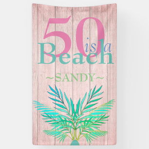 Roze Boho 50 is een strand vijftigste verjaardag Spandoek