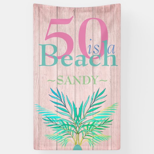 Roze Boho 50 is een strand vijftigste verjaardag Spandoek (Verticaal)