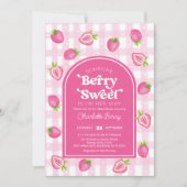 Roze Boho Aardbei Berry Sweet Baby Meisje Douche Kaart (Voorkant)
