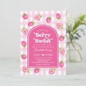 Roze Boho Aardbei Berry Sweet Baby Meisje Douche Kaart (Staand voorkant)