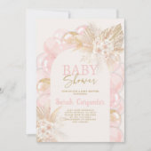 Roze Boho Arch Baby shower Girl Uitnodiging (Voorkant)