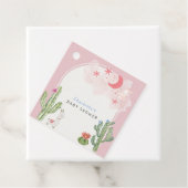 Roze Boho Arch Cactus Speelgoed Meisje Baby shower Bedankjes Labels (In situ)