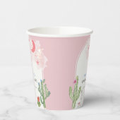 Roze Boho Arch Cactus Speelgoed Meisje Baby shower Papieren Bekers (Links)