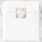 Roze Boho Arch Cactus Speelgoed Meisje Baby shower Vierkante Sticker (Tas)
