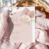 Roze Boho Arch Oh Baby shower Kaart