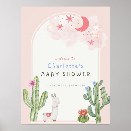 Roze Boho Arch Speelgoed Meisje Welkom Baby shower Poster (Voorkant)