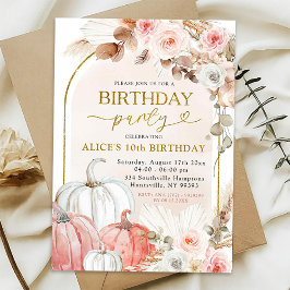 Roze Boho Arch Wild Pumpkin Herfst Verjaardagsfees Kaart