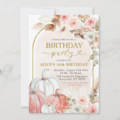 Roze Boho Arch Wild Pumpkin Herfst Verjaardagsfees Kaart (Voorkant)