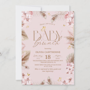 Roze Boho Baby Shower Meisje Baby Brunch Kaart